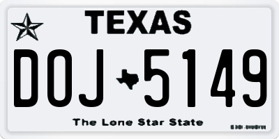 TX license plate DOJ5149