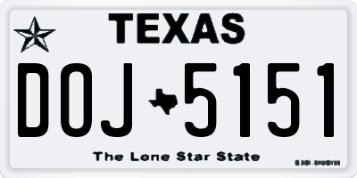 TX license plate DOJ5151