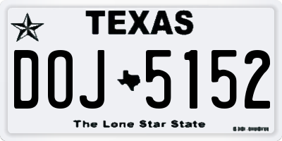 TX license plate DOJ5152