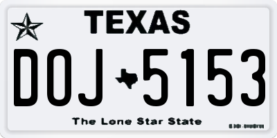 TX license plate DOJ5153