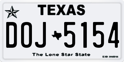 TX license plate DOJ5154