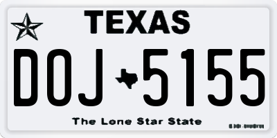 TX license plate DOJ5155