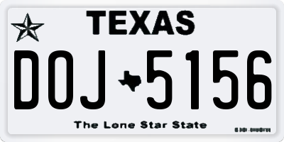 TX license plate DOJ5156