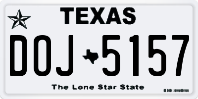 TX license plate DOJ5157