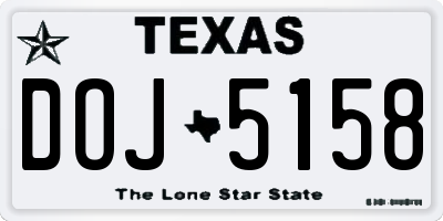 TX license plate DOJ5158