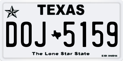 TX license plate DOJ5159
