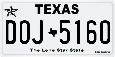 TX license plate DOJ5160