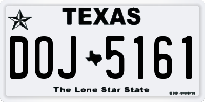 TX license plate DOJ5161