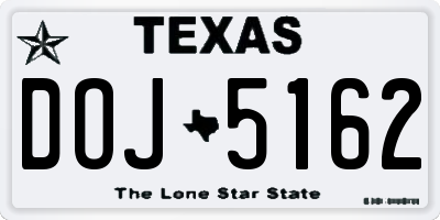TX license plate DOJ5162