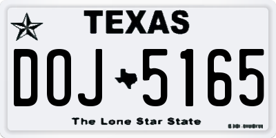 TX license plate DOJ5165