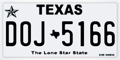 TX license plate DOJ5166