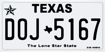 TX license plate DOJ5167