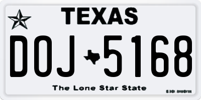 TX license plate DOJ5168