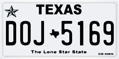 TX license plate DOJ5169