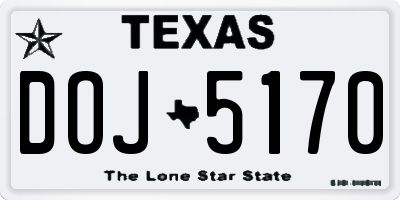 TX license plate DOJ5170