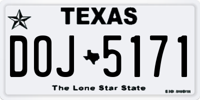 TX license plate DOJ5171