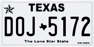 TX license plate DOJ5172