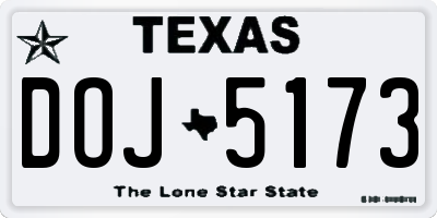 TX license plate DOJ5173