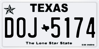 TX license plate DOJ5174