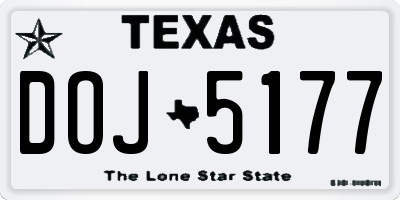 TX license plate DOJ5177