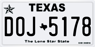 TX license plate DOJ5178