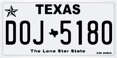 TX license plate DOJ5180