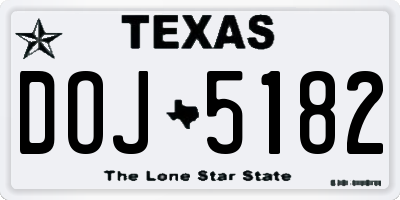 TX license plate DOJ5182
