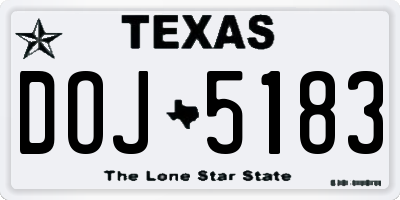 TX license plate DOJ5183