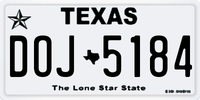 TX license plate DOJ5184