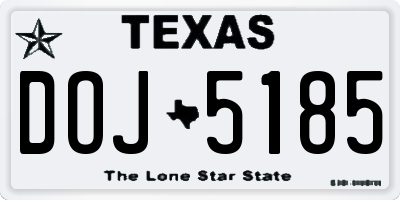 TX license plate DOJ5185