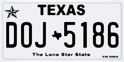 TX license plate DOJ5186