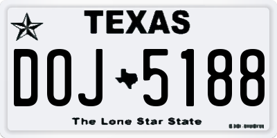 TX license plate DOJ5188
