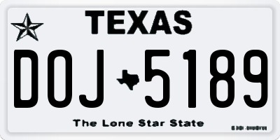 TX license plate DOJ5189