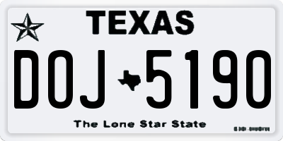 TX license plate DOJ5190