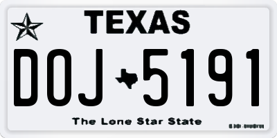 TX license plate DOJ5191