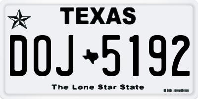 TX license plate DOJ5192