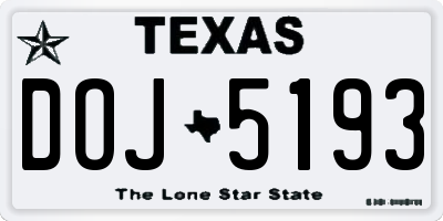 TX license plate DOJ5193