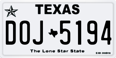 TX license plate DOJ5194