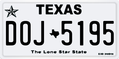 TX license plate DOJ5195