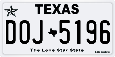 TX license plate DOJ5196