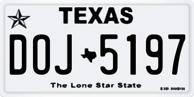 TX license plate DOJ5197