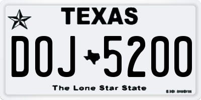 TX license plate DOJ5200