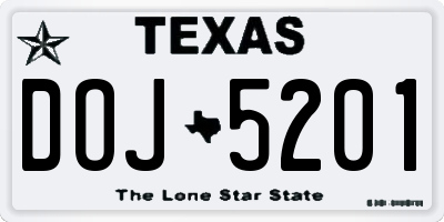 TX license plate DOJ5201