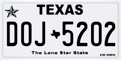 TX license plate DOJ5202