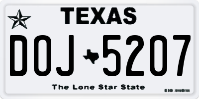TX license plate DOJ5207