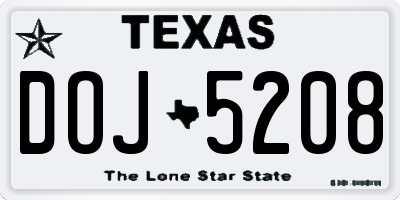 TX license plate DOJ5208