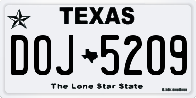 TX license plate DOJ5209