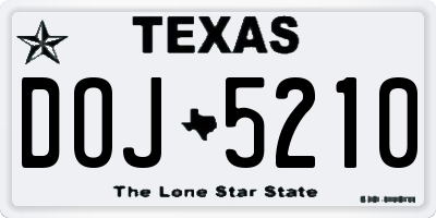 TX license plate DOJ5210