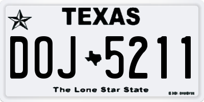 TX license plate DOJ5211