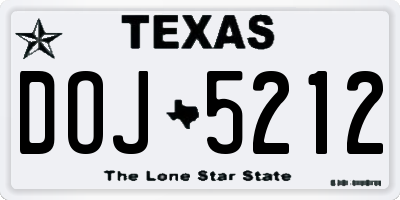 TX license plate DOJ5212